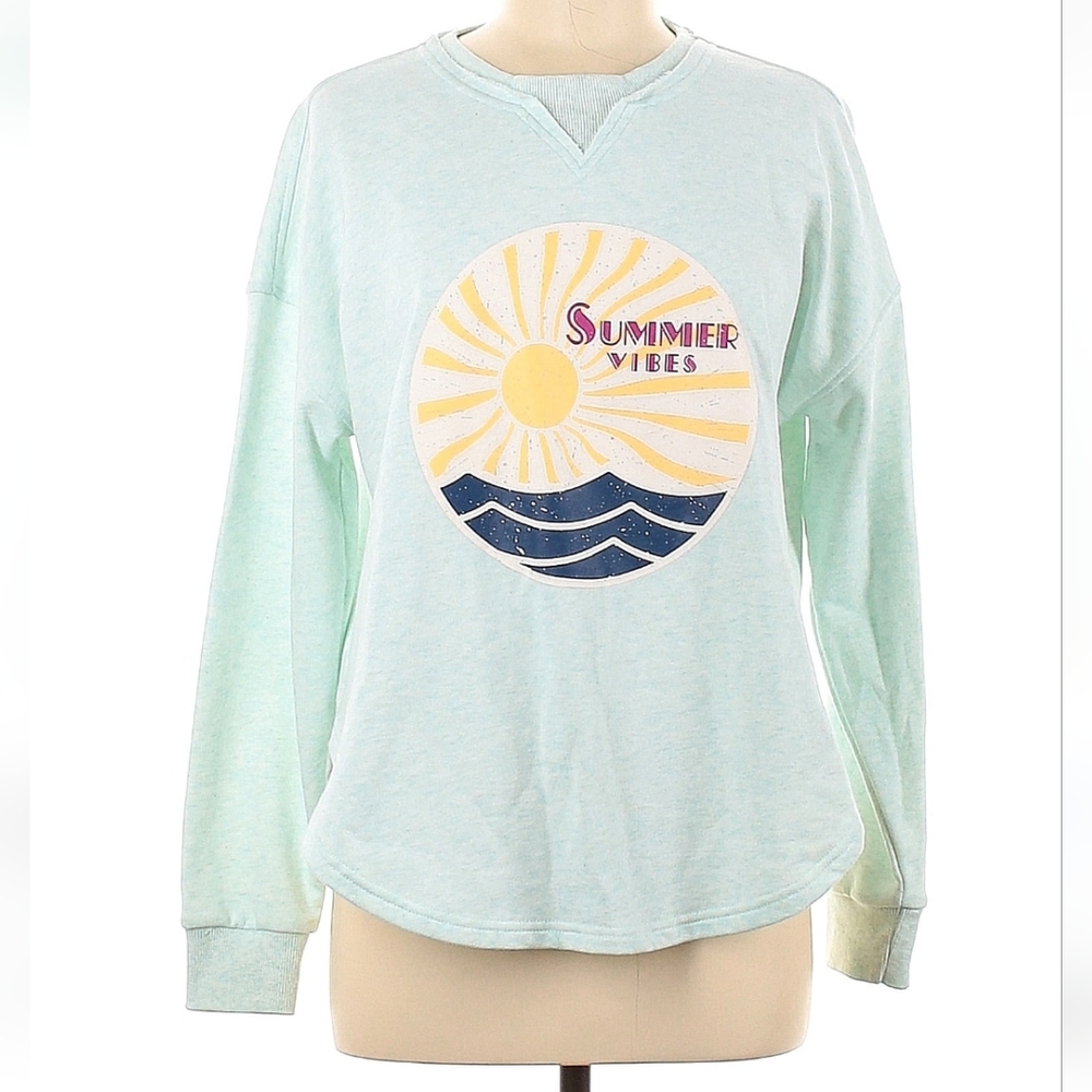 NWT Liv Outdoor Summer Vibes Pullover Sweatshirt Womens Small Blue Long Sleeve